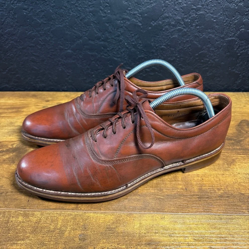 E.T. Wright Z16013M Brown‎ Leather Oxford Shoes Mens 9.5 AA Narrow